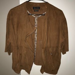 100% leather short-sleeve jacket